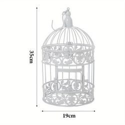 TEMU Decorative Cage Decor White Birds Hanging Birdcage Decor Ornaments Hanging/ Standing