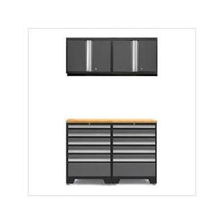 NewAge Garage Cabinets PRO Grey 5-Piece Garage Cabinet Set with Bamboo Top