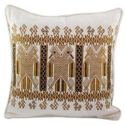 'Two-headed Maya Eagle on Alabaster Cotton Cushion Cover'