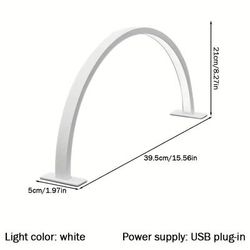 TEMU 1pc Half Moon Nail Lamp Usb Plug-in Model Push-button Switch Aluminum Material Cold White 7000k 39.5cm-15.56in Nail Desktop Lighting For Beauty/eyelash/tattoo/crafting