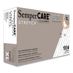 SemperCare Stretch Vinyl Examination Gloves, Cream, X-Large, 100/Box, 10 Boxes/Carton (SEZSCVNP105)