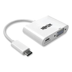 Tripp Lite U44406NVC USB 3.1 Gen 1 USB-C to VGA Adapter, USB-C PD Charging Port