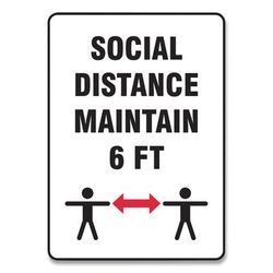 Accuform® MGNF549VPESP Social Distance Signs, Wall, 14 x 10, "Social Distance Maintain 6 ft", 2 Humans/Arrows, White, 10/Pack - Pack of 10 GN1MGNF549V
