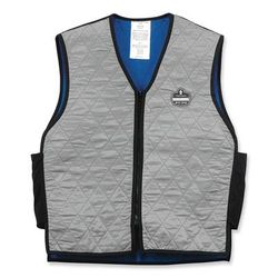 Ergodyne 12545 Chill-Its 6665 Embedded Polymer Cooling Vest with Zipper, Nylon/Polymer, X-Large, Gray, Ships in 1-3 Business Days EGO12545
