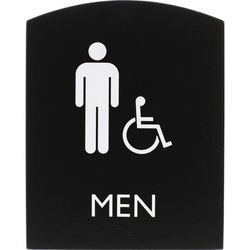 Lorell 02677 Restroom Sign, 1 Each, Men Print/Message, 6.8" x 8.5" Height, Rectangular Shape, Easy Readability, Braille, Plastic, Black LLR02677