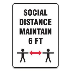 Accuform® MGNF547VPESP Social Distance Signs, Wall, 10 x 7, "Social Distance Maintain 6 ft", 2 Humans/Arrows, White, 10/Pack - Pack of 10 GN1MGNF547VP