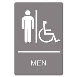 Quartet® 4815 ADA Sign, Men Restroom Wheelchair Accessible Symbol, Molded Plastic, 6 x 9, Gray USS4815