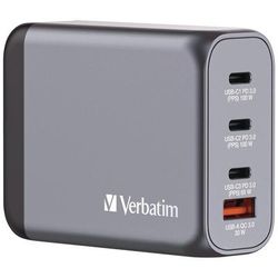 Verbatim 100 W 4-Port GaN Wall Charger, Black/Gray (VER32202)