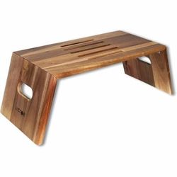 Victor DC075 High Rise Portable Folding Laptop Desk, 10 lb Load Capacity, 8.8" Height, Desk, Acacia Wood, Plywood, Natural