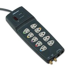 Fellowes 99115 Power Guard Surge Protector, 10 AC Outlets, 10 ft Cord, 3,300 J, Graphite Gray FEL99115