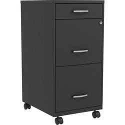 Lys Lorell Soho 18" 3-Drawer Mobile Vertical File Cabinet, Black