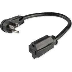 Startech.com 1 Ft Flat Extension Cord - Nema 5-15R To Nema Right-Angle 5-15P Power Cable - Low Profile Extension Cord - Right Angle Power Cord