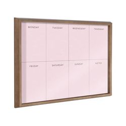 Kate And Laurel Blake This Week Non-Magnetic Framed Dry-Erase Printed Glass, By The Creative Bunch Studio, 18" X 24", Pink, Gold Plastic Frame
