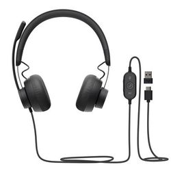 Logitech Zone 750 Wired On-Ear Headset With Advanced Noise-Canceling Microphone, Plug-And-Play Compatibility For All Devices - Black