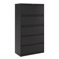 Workpro 36"w X 18-5/8"d Lateral 5-Drawer File Cabinet, Black