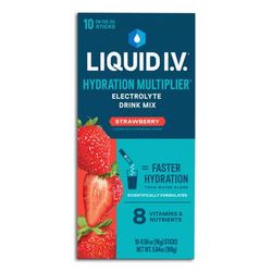 Liquid Iv Strawberry Hydration Multiplier, 0.56 Fl Oz, Pack Of 10 Pouches