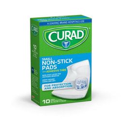 Curad Sterile Nonstick Adhesive Pads, 2" X 3", White, 10 Bandages Per Pack, Case Of 12 Packs