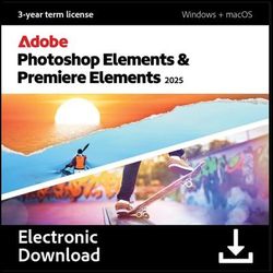 Adobe Phsp & Prem Elements 2025, 3 Year Term, Mac & Windows, Download