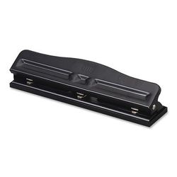 Oic Adjustable 3-Hole Punch, Black