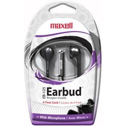 Maxell On-Earbud With Mic - Mini-Phone (3.5Mm) - Wired - Earbud - In-Ear - 6 Ft Cable - Black