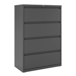Workpro 36"w X 18-5/8"d Lateral 4-Drawer File Cabinet, Charcoal