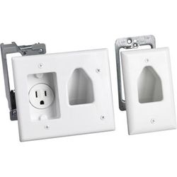 Datacomm Flat Panel Tv Cable Organizer Remodeling Kit With Power Outlet