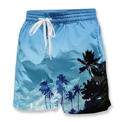 Per uomo Albero di Cocco Piante Tropicali Costumi da bagno Pantaloncini da mare Pantaloncini da Surf Misura del girovita medio Hawaiano Casual Vacanza Ferie Abbigliamento mare Tasche Laterali fodera