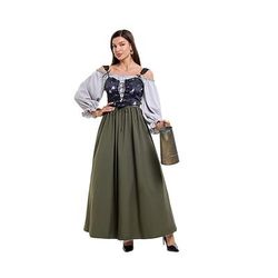 Retrò Vintage Vittoriano Medievale Vestito Camicia da notte Soprabito Irlandese Contadina Costume Per donna Celtico Fantasia Mascherata Mascherata Casual Quotidiano Fiera Rinascimentale Adulti