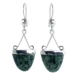 Light green jade dangle earrings, 'Power of Life'
