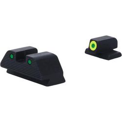 AmeriGlo Smith & Wesson Trooper Night Sight Green Tritium LumiGreen Outline FRONT Green Tritium Black Outline Serrated SQ REAR Smith & Wesson SW-820