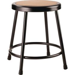 NPS 6200 Series Heavy Duty Steel Stool, Backless, Supports Up to 500 lb, 18" Seat Height, Brown Seat, Black Base (NPS621810)