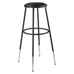 NPS 6400 Series Height Adjustable HD Vinyl Padded Steel Stool, Supports 500 lbs, 30.5" to 38.5" Seat Height, Black Seat/Base (NPS6430H10)