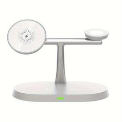 TEMU 3 In 1 Magnetic Wireless Charger Stand 15w Magnet Fast Charging Dock Station Holder Iphone 15/14/13/12 Pro Mini, For Iwatch Ultra/9/8/7/se/6/5/4/3/2, Airpods 3/2/pro