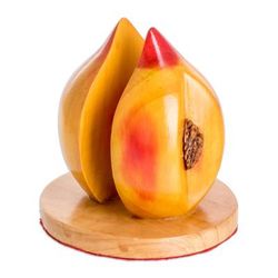 'Guatemalan Hand-Carved & Painted Wood Peach Napkin Holder'