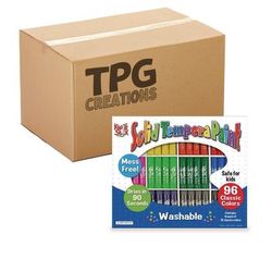 TPG Creations Kwik Stix Tempera Paint Set, 12 Assorted Colors, 96/Pack, 2 Packs/Carton (TPG69602)