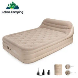 Lohascamping Outdoor Inflatable Air Bed Connected Backrest 40cm Camping electric Mattress automatic Large Air Tent cushion