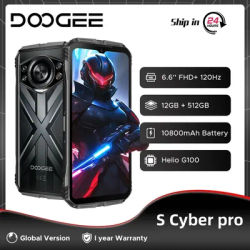 DOOGEE S Cyber Pro Rugged Phone 6.6'' FHD+ 120Hz IPS 12GB RAM 512GB ROM 10800mAh Large Battery 33W Charge NFC Cell Phone