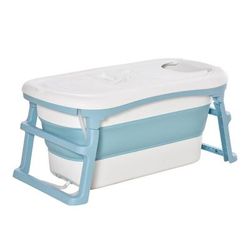 TEMU Foldable Bathtub Kids Bath Tub With Lid Large Freestanding Bathtubs Home Sauna For Toddler Children Teenage 1 - 12 Years