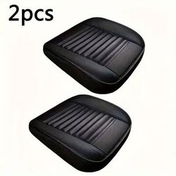TEMU 2pcs Premium Leather Car Seat Covers, Universal Fit, Durable Upholstery Seat Cushion Accessories For Vehicle Interior Protection