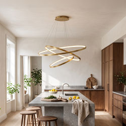 Janet | Modern Hanging Chandelier | Warm White (3000k) / 5 Rings / Black Ash | MOD LIGHTING