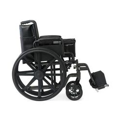 Medline 16" Wide K1 Basic Vinyl Wheelchair with Swing-Back Desk-Length Arms and Swing-Away Footrests, 1 EA (K1166V22S)