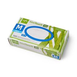 Medline AloeTouch 3G Synthetic Stretch Exam Gloves, Vinyl, Powder Free, Size M, 100/BX (MDS195175H)