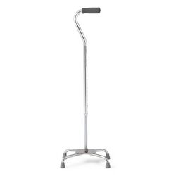 Medline Aluminum Quad Cane with Large Base, 300 lb. Weight Capacity, Chrome, 2/CS (MDS86228CHR)