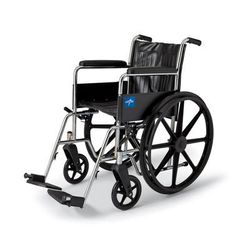 Medline Excel Wheelchair, Permanent Arms, Fixed Footrests, 18", 1 EA (MDS806100D)