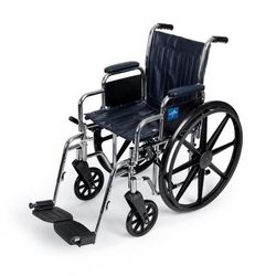 Medline Excel Wheelchair, Removable Desk-Length Arms, Swing-Away Footrests, Navy, 16", 1 EA (MDS806250N)