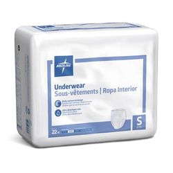 Medline Protection Plus Classic Protective Underwear, Size S, for Waist Size 20"-28", 22/BG (MSC23000H)