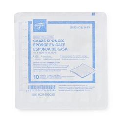 Medline Gauze Sterile Nonwoven 4-Ply Sponges, 4" x 4", 1280/CS (NON21449)