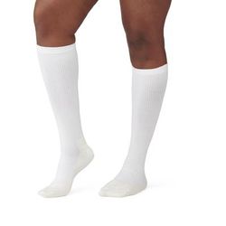 Curad Cushioned Compression Socks, Knee High, 15-20 mmHg, White, Size C (L), 1 EA (MDS1715CWH)