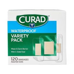 Curad Waterproof Variety Pack Assorted Bandages, 120 Count/Box, 24/CS (CURVPACK8)