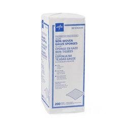 Medline Deluxe Nonsterile Nonwoven 4-Ply Gauze Sponges, 4" x 4", 200/PK (NON26444H)